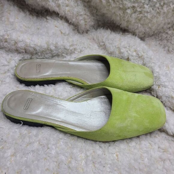 Coach Vintage Light Green Suede Square Toe Slide Mules size‎ 6.5 - Picture 1 of 8